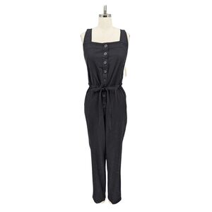 01109 Hanna Andersson Button Overalls Jumpsuit Black S preppy hipster cottagecor